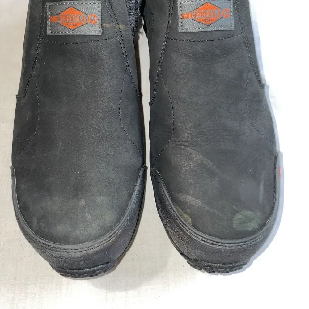 Merrell Mens Safety Shoes Size 13 M Black Leather Steel Toe Oil & Slip Resistant